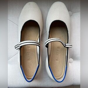 Rothy's Cream and Black Mary Jane Flats